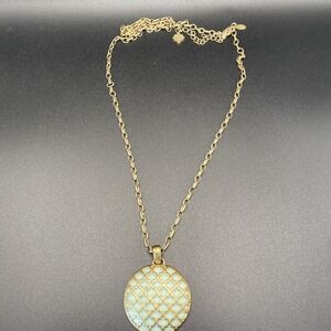 Kiam Family Gold Tone Pendant Necklace Vintage Statement Gold 16-19"